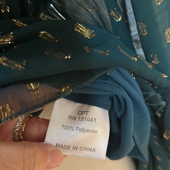 OPT Green Gold Mock Neck Mini Dress XS - Picture 9 of 11